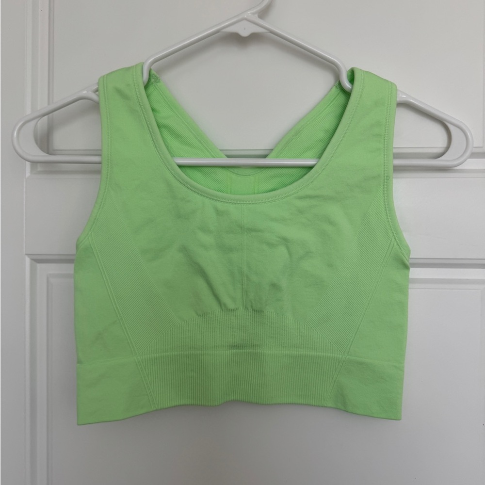 All in Motion Lime Green Seamless Square Neck Ribbed Sports Bra Large